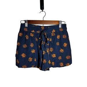 Madewell Women's XS Floral Print Tie Shorts Multicolor Summer Navy Daisy